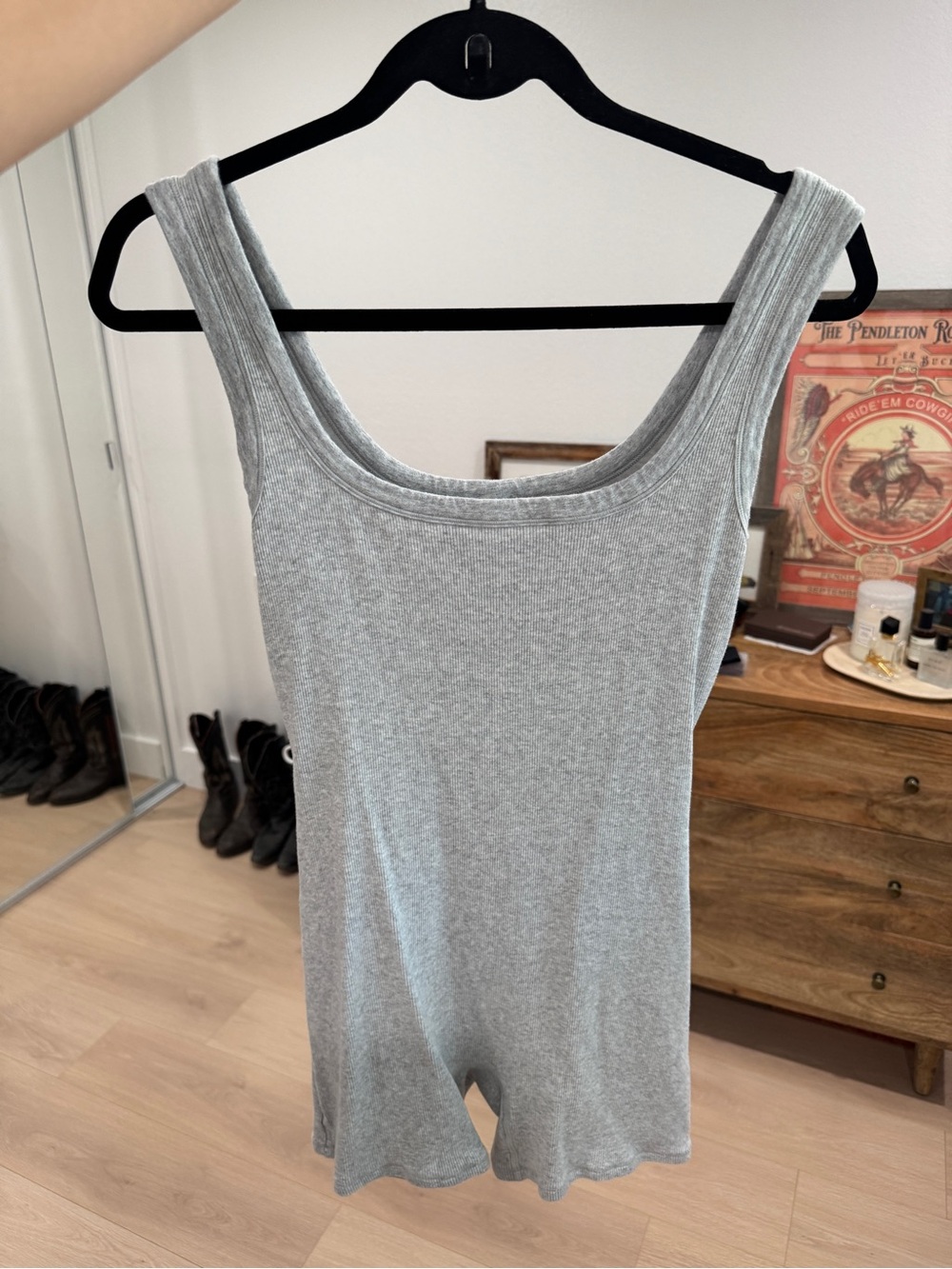 Skims Grey Scoop Neck Women's Short Romper